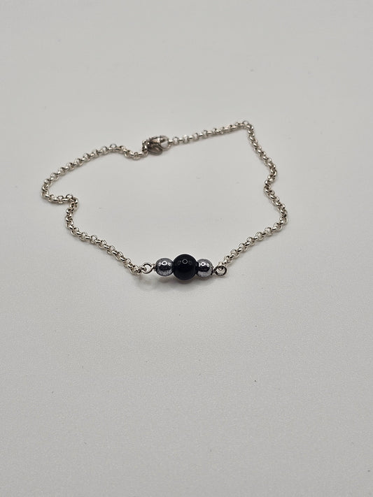 Fierce Balance: Silver & Black Onyxe Bracelet