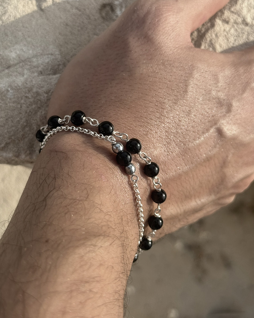 Fierce Balance: Silver & Black Onyxe Bracelet