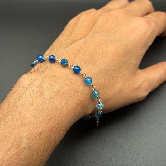 Still Energy – Silver Aqeeq Bead Bracelet