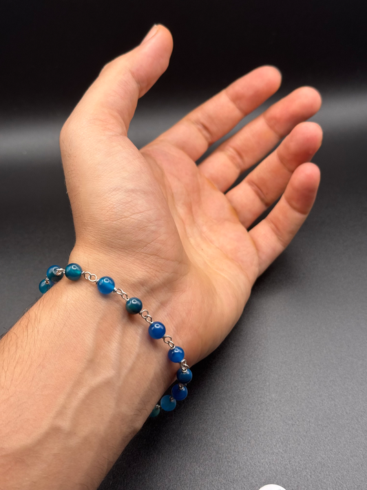Still Energy – Silver Aqeeq Bead Bracelet