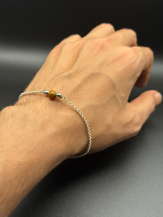 Fierce Balance: Silver & Tiger Eye Bracelet