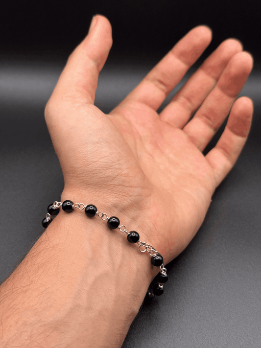 Still Energy – Silver & Black Onyxe Bead Bracelet