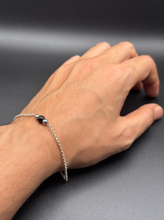 Fierce Balance: Silver & Black Onyxe Bracelet