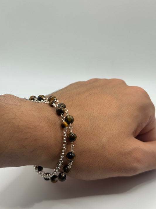 Double Bracelet: Tiger's Eye & Silver