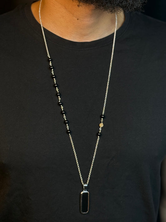 The Onyx Balance – Silver Necklace