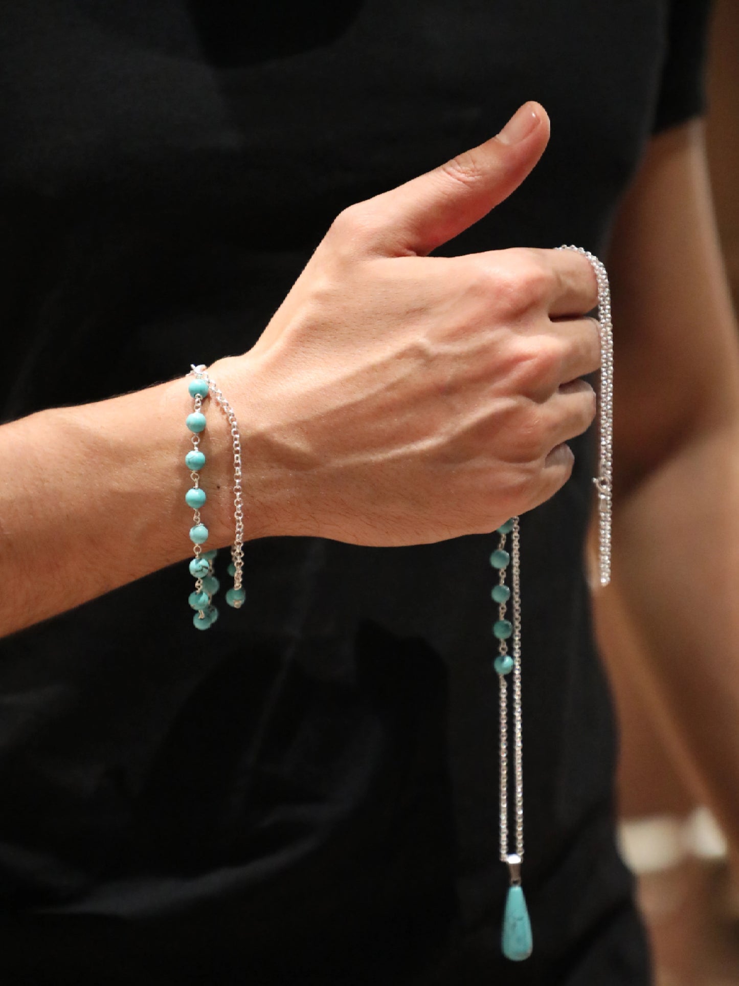 Double Bracelet: Turquoise & Silver