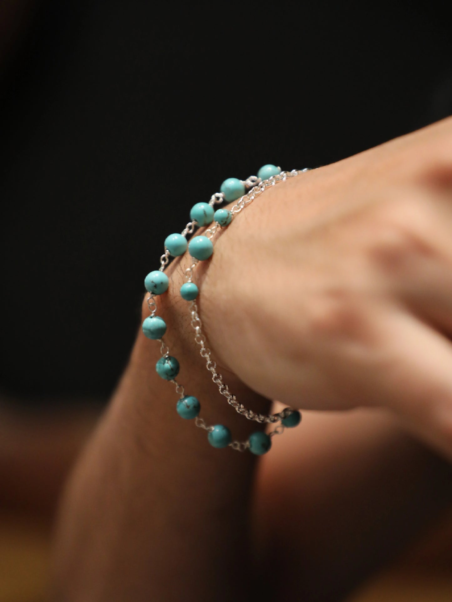 Double Bracelet: Turquoise & Silver