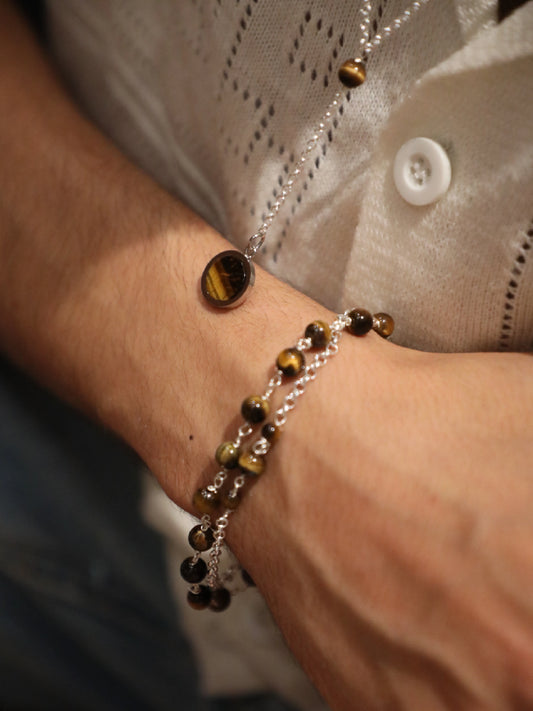 Double Bracelet: Tiger's Eye & Silver