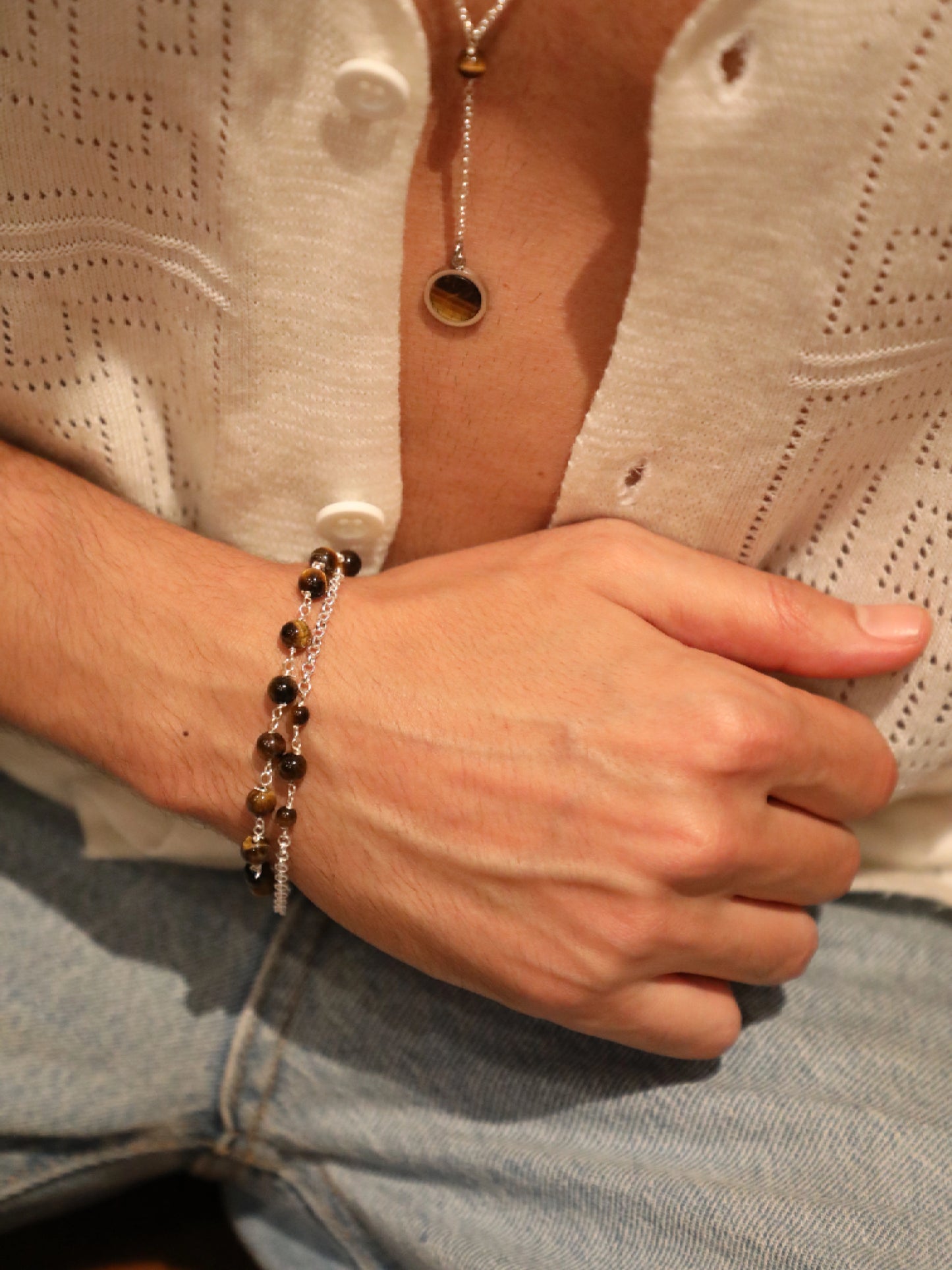 Double Bracelet: Tiger's Eye & Silver
