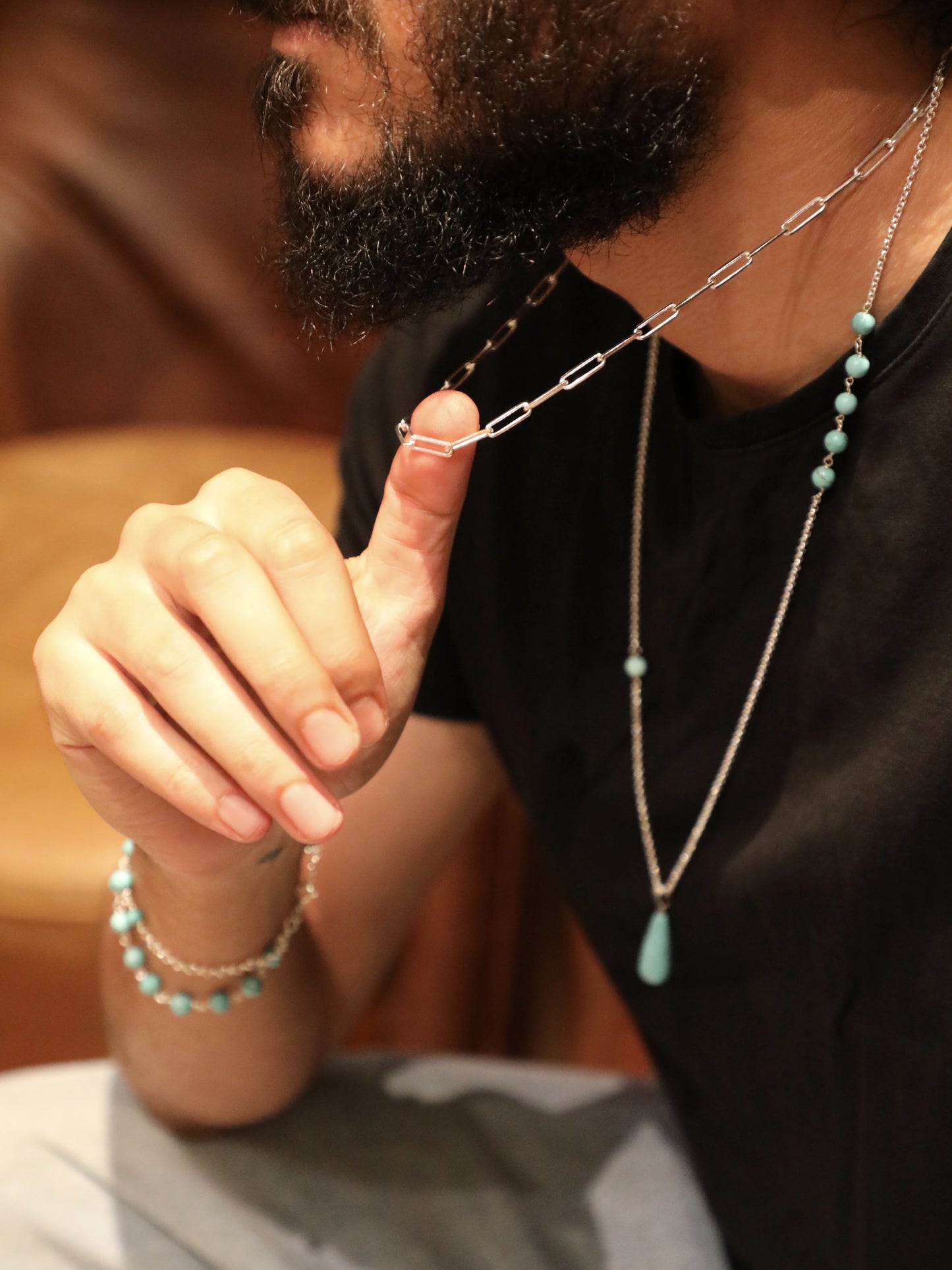 Turquoise Teardrop Silver Necklace