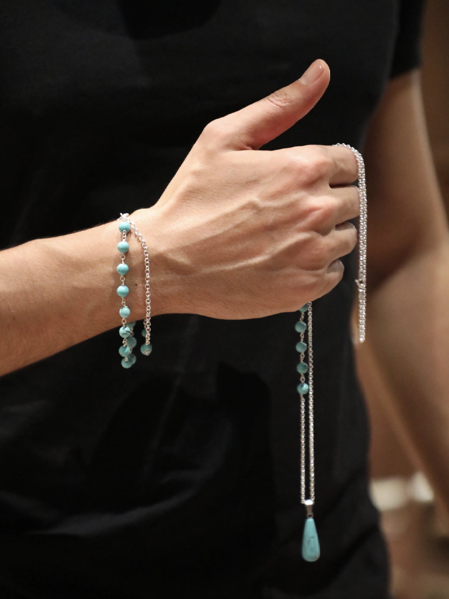 Turquoise Teardrop Silver Necklace