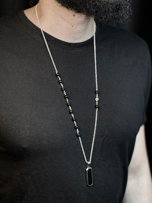 The Onyx Balance – Silver Necklace