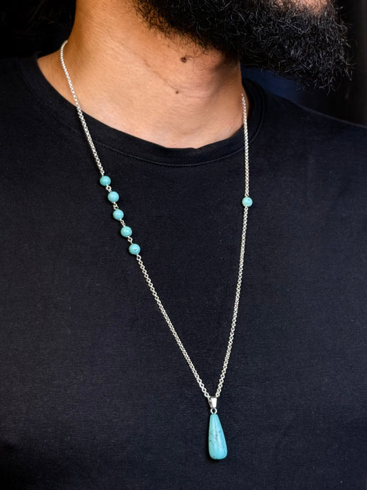 Turquoise Teardrop Silver Necklace