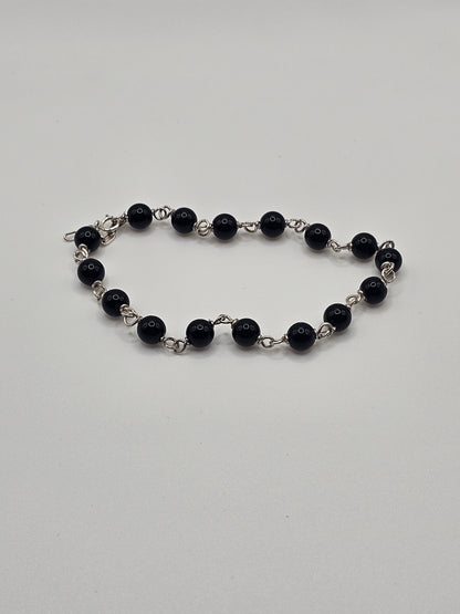 Still Energy – Silver & Black Onyxe Bead Bracelet