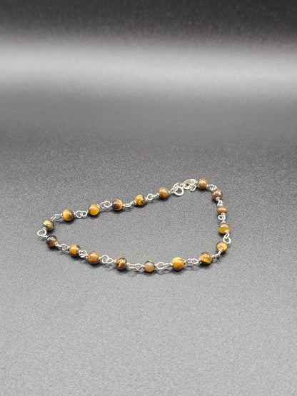 Tiger Eye x 925 Silver Bold Chain Bracelet