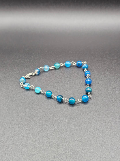 Still Energy – Silver Aqeeq Bead Bracelet
